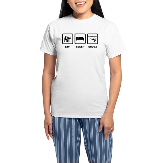 CafePress - Scuba Diving Women's Light Pajamas - Women's Short Sleeve Print T-Shirt and Pants Light Cotton Pajama Set