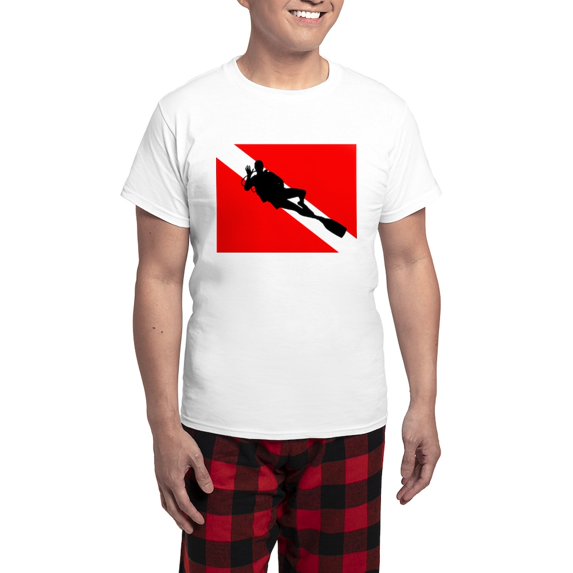 CafePress - Scuba Flag Diver Men's Light Pajamas - Men's Light Loose Fit Cotton Pajama Set