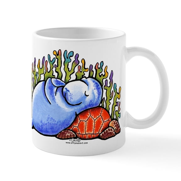CafePress - Sea Turtle N Manatee Mug - 11 oz Ceramic Mug - Novelty Coffee Tea Cup