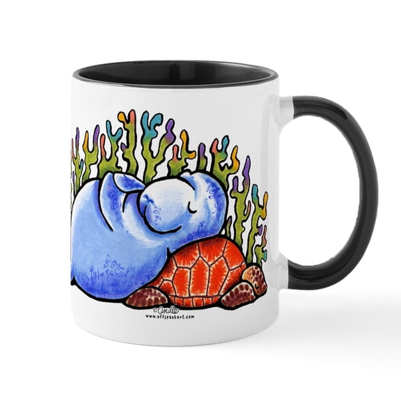 CafePress - Sea Turtle N Manatee Mug - 11 oz Ceramic Mug - Novelty Coffee Tea Cup