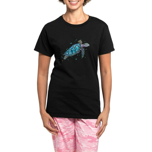 CafePress - Sea Turtle Women's Dark Pajamas - Women's Short Sleeve Print T-Shirt and Pants Dark Cotton Pajama Set