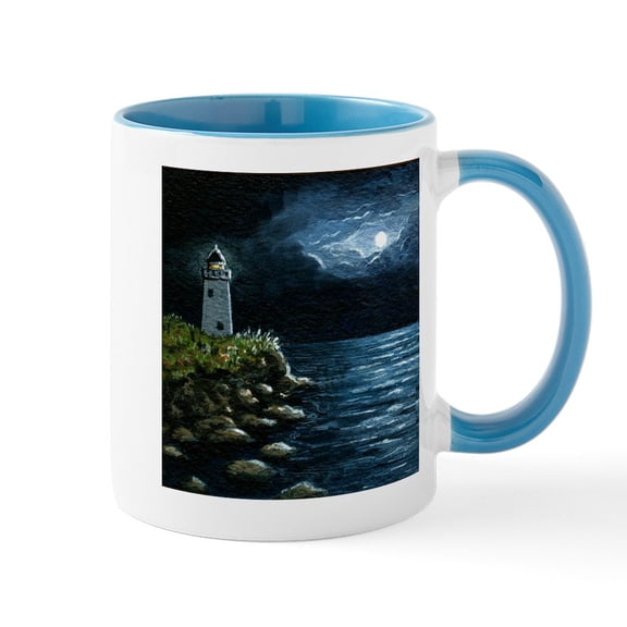 CafePress - Sea View 245 Lighthouse Mugs - 11 oz Ceramic Mug - Novelty Coffee Tea Cup