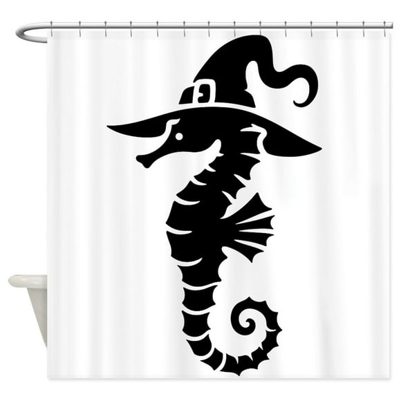 CafePress - Seahorse In Witch Hat - Unique Fabric Shower Curtain 70" x 72"