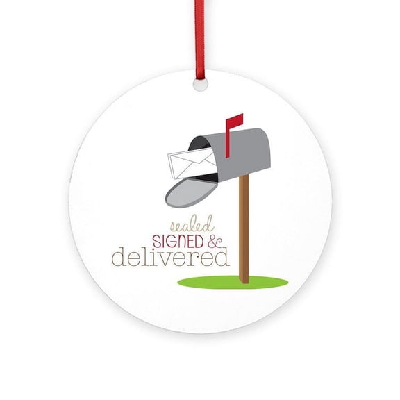 CafePress - Sealed Signed & Delivered - Round Wood Ornament 4"