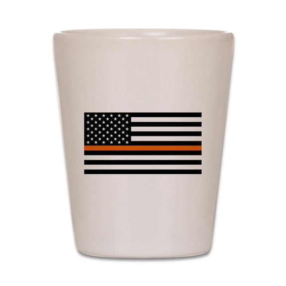 CafePress - Search & Rescue: Black Flag & Thin Oran - White Shot Glass, Unique and Funny Shot Glass