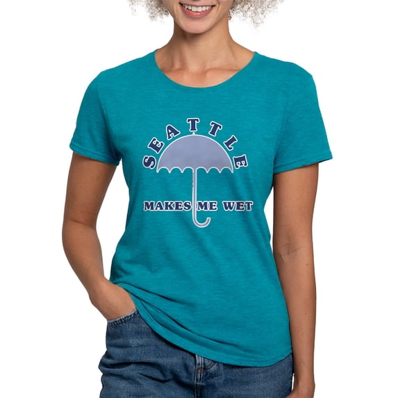 CafePress - Seattle Makes Me Wet Women's Deluxe T Shirt - Womens Tri-blend T-Shirt