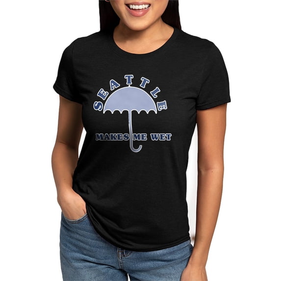 CafePress - Seattle Makes Me Wet Women's Deluxe T Shirt - Womens Tri-blend T-Shirt