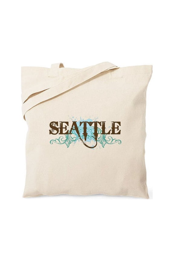 - Seattle WA Grunge Tote Bag - Unisex Canvas Tote Bag, Beige, 1-Piece