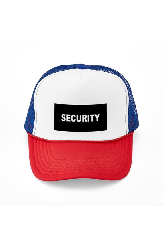 - Security Black Cap - Adjustable Unisex Printed Trucker Hat with Mesh Back