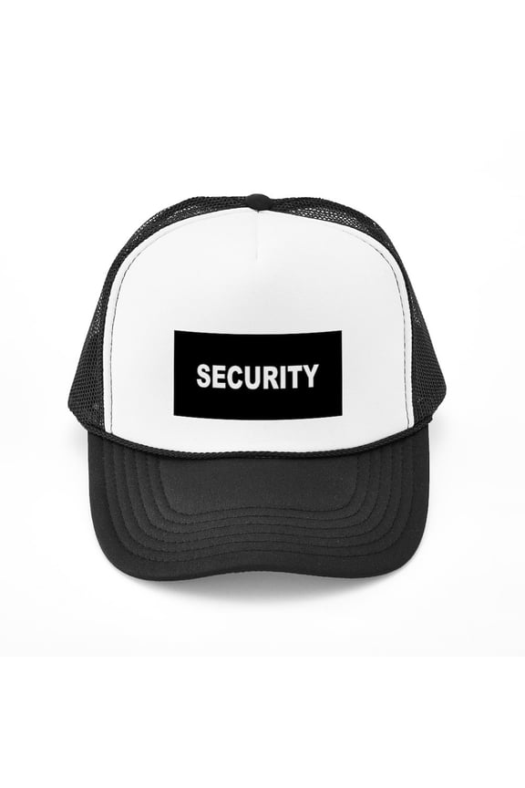 - Security Black Cap - Adjustable Unisex Printed Trucker Hat with Mesh Back