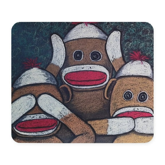 CafePress - See No Evil Sock Monkeys Mousepad - Non-slip Rubber Mousepad, Gaming Mouse Pad