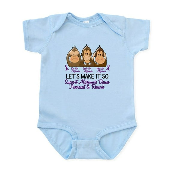 CafePress - See Speak Hear No Alzheimers 2 Infant Bodysuit - Baby Light Bodysuit, Size Newborn - 24 Months