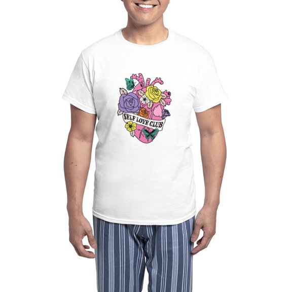 CafePress - Self Love Club Heart Pajamas - Men's Light Loose Fit Cotton Pajama Set