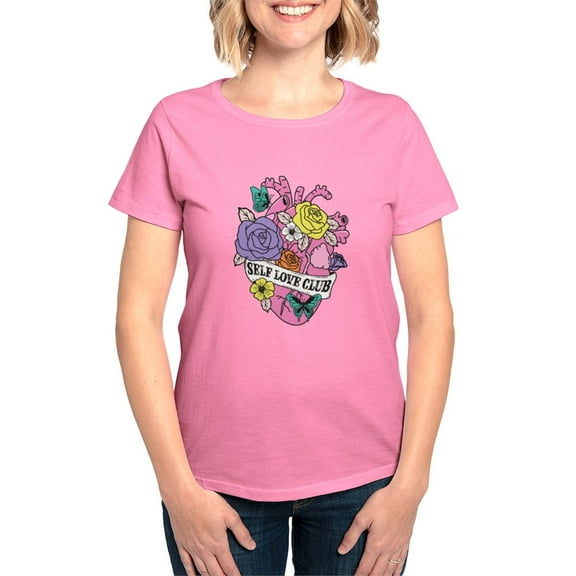 CafePress - Self Love Club Heart T Shirt - Women's Traditional Fit Dark T-Shirt