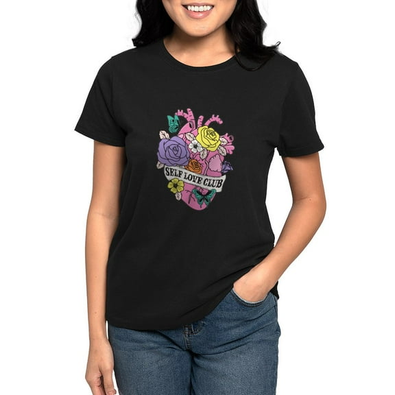CafePress - Self Love Club Heart T Shirt - Women's Traditional Fit Dark T-Shirt