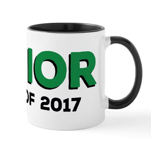 CafePress - Senior Class 2017 Green Mug - 11 oz Ceramic Mug - Novelty Coffee Tea Cup