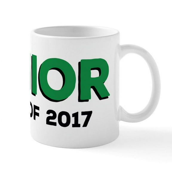 CafePress - Senior Class 2017 Green Mug - 11 oz Ceramic Mug - Novelty Coffee Tea Cup