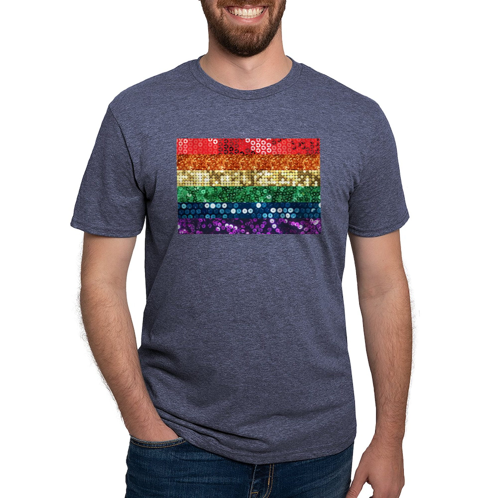 CafePress Sequin Pride Flag Men s Deluxe T Shirt Mens Tri blend T Shirt