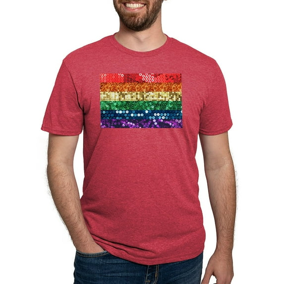 CafePress - Sequin Pride Flag Men's Deluxe T Shirt - Mens Tri-blend T-Shirt