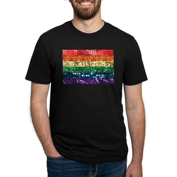 CafePress - Sequin Pride Flag Men's Deluxe T Shirt - Mens Tri-blend T-Shirt