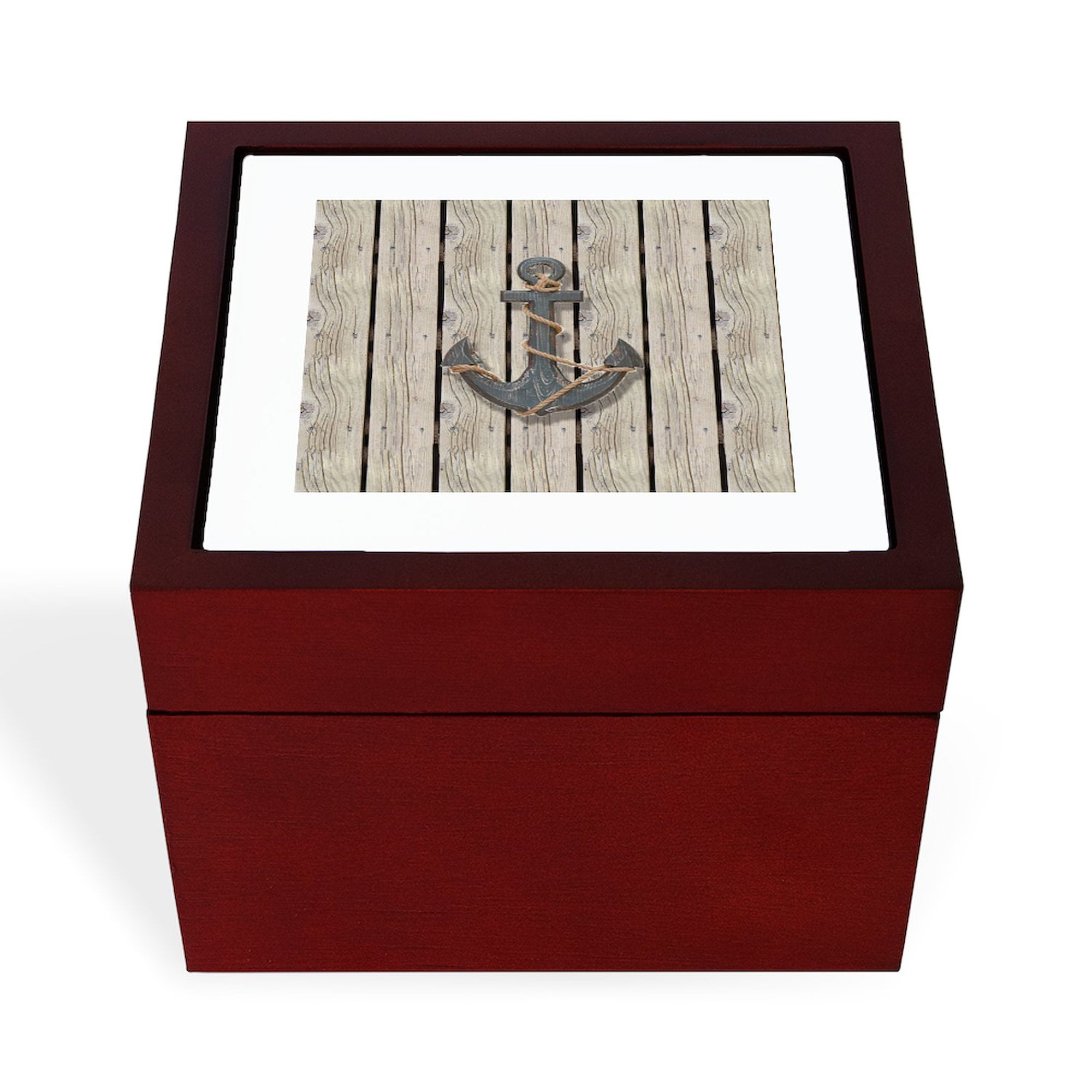 CafePress - Shabby Chic Wood Blue Anchor - Keepsake Box, Finished ...