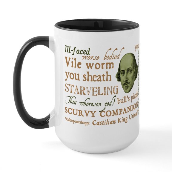 CafePress - Shakespeare Insults Large Mug - 15 oz Ceramic Large White Novelty Mug