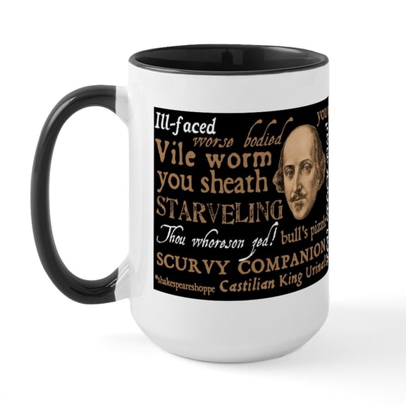 CafePress - Shakespeare Insults Large Mug - 15 oz Ceramic Large White Novelty Mug