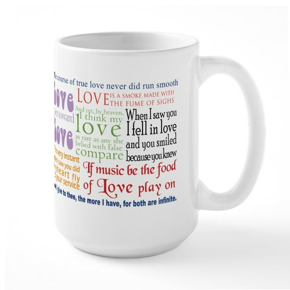 CafePress - Shakespeare On Love Large Mug Mugs - 15 oz Ceramic Large White Novelty Mug