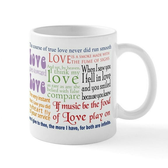 CafePress - Shakespeare On Love Mug Mugs - 11 oz Ceramic Mug - Novelty Coffee Tea Cup
