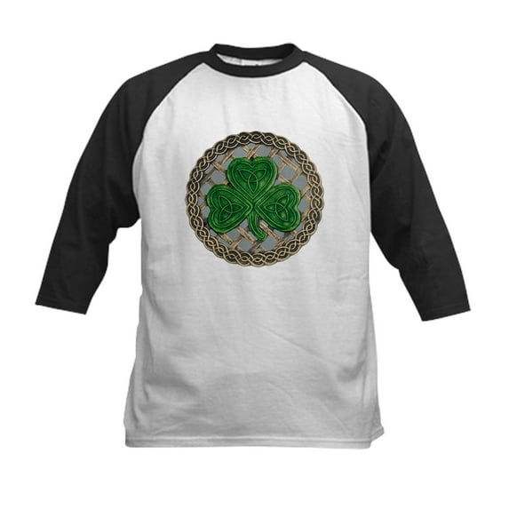 CafePress - Shamrock And Celtic Knots Baseball Jersey - Kids Cotton Baseball Jersey, 3/4 Sleeve Shirt