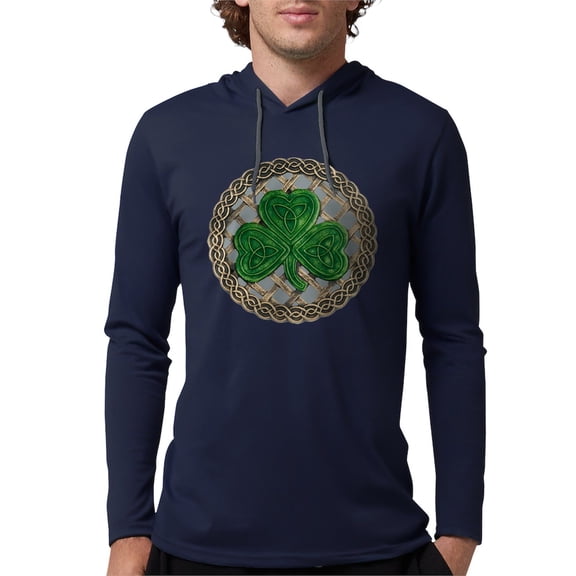 CafePress - Shamrock And Celtic Knots Long Sleeve T Shirt - Mens Hooded Shirt