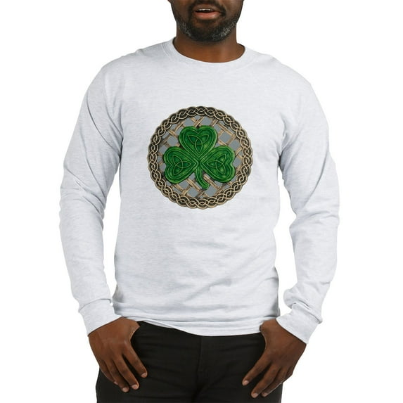 CafePress - Shamrock And Celtic Knots Long Sleeve T Shirt - Unisex Cotton Long Sleeve T-Shirt