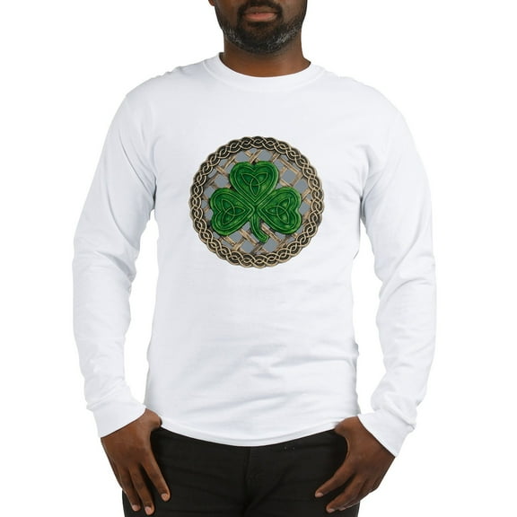 CafePress - Shamrock And Celtic Knots Long Sleeve T Shirt - Unisex Cotton Long Sleeve T-Shirt