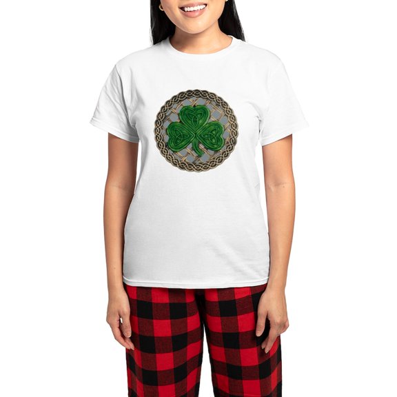 CafePress - Shamrock And Celtic Knots Pajamas - Women's Short Sleeve Print T-Shirt and Pants Light Cotton Pajama Set