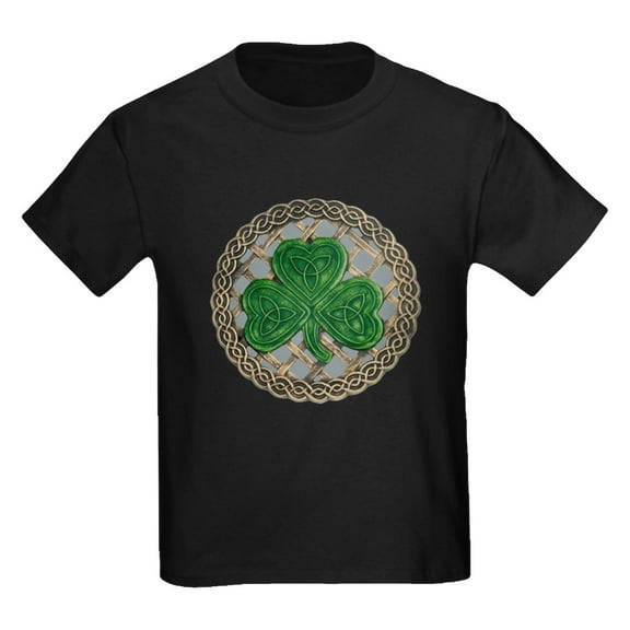 CafePress - Shamrock And Celtic Knots T Shirt - Dark T-Shirt Kids XS-XL