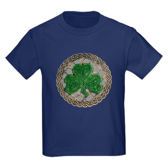 CafePress - Shamrock And Celtic Knots T Shirt - Dark T-Shirt Kids XS-XL