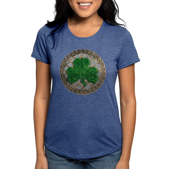 CafePress - Shamrock And Celtic Knots Women's Deluxe T Shirt - Womens Tri-blend T-Shirt