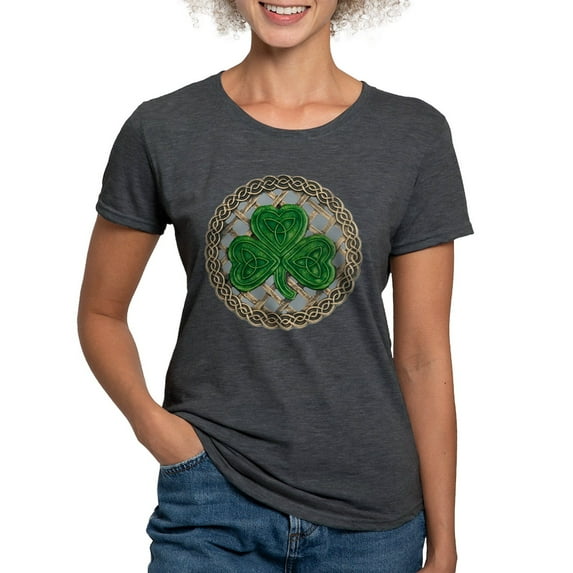 CafePress - Shamrock And Celtic Knots Women's Deluxe T Shirt - Womens Tri-blend T-Shirt