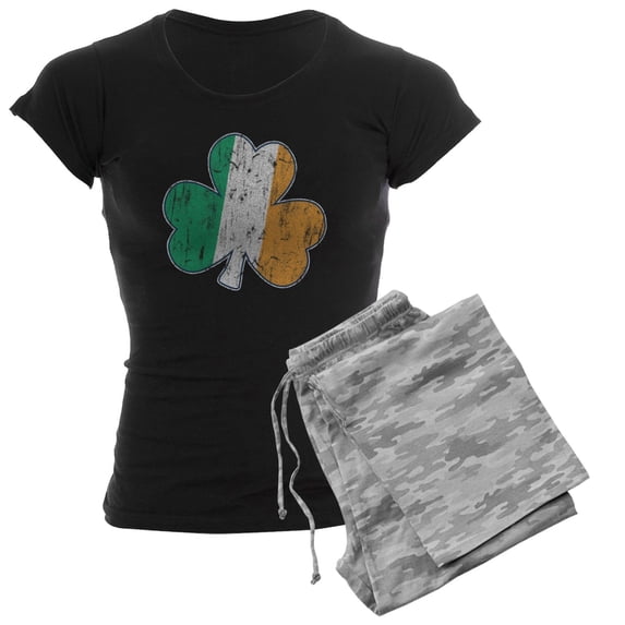 CafePress - Shamrock Flag Women's Dark Pajamas - Women's Short Sleeve Print T-Shirt and Pants Dark Cotton Pajama Set