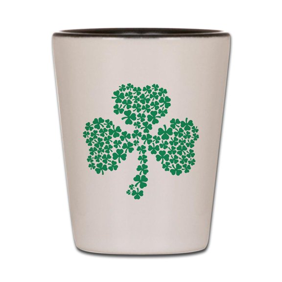CafePress - Shamrock Of Shamrocks - White/Black Shot Glass, Unique and Funny Shot Glass