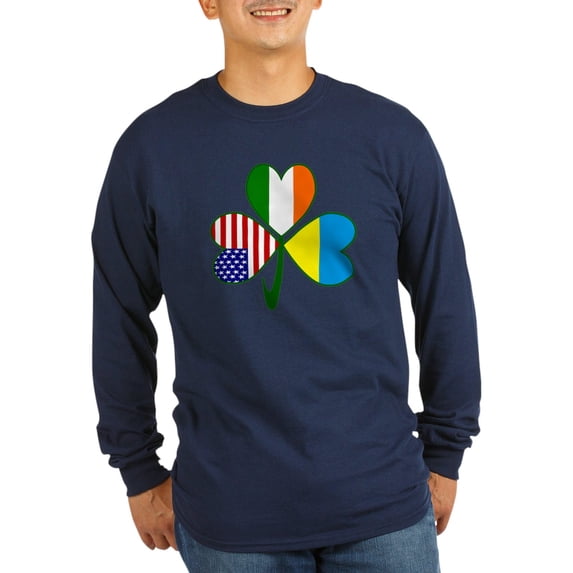 CafePress - Shamrock Of Ukraine Long Sleeve Dark T Shirt - Long Sleeve Dark T-Shirt