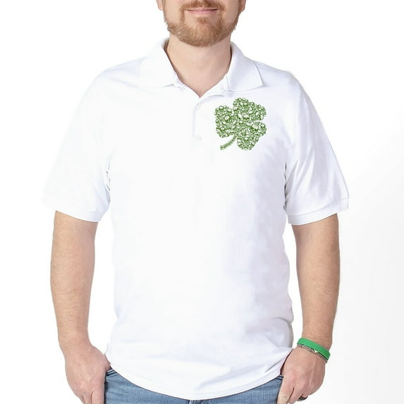 CafePress - Shamrock Skull St Patricks Day Golf Shirt - Golf Shirt, Pique Knit Golf Polo
