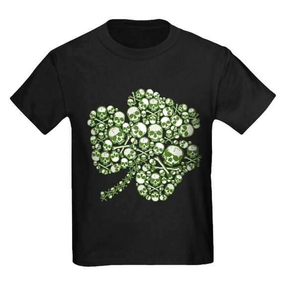 CafePress - Shamrock Skull St Patricks Day Kids Dark T Shirt - Dark T-Shirt Kids XS-XL