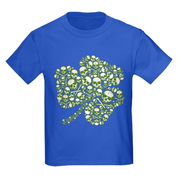 CafePress - Shamrock Skull St Patricks Day Kids Dark T Shirt - Dark T-Shirt Kids XS-XL