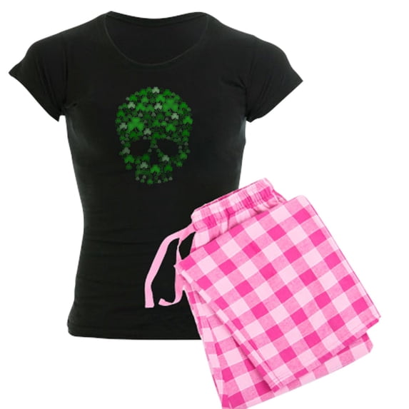 CafePress - Shamrock Skull St Patricks Day Women's Dark Pajama - Women's Short Sleeve Print T-Shirt and Pants Dark Cotton Pajama Set