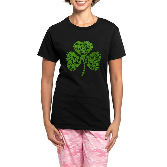 CafePress - Shamrock Skulls St Pattys Day Women's Dark Pajamas - Women's Short Sleeve Print T-Shirt and Pants Dark Cotton Pajama Set
