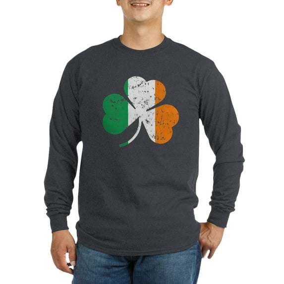 CafePress - Shamrock St Pats Flag Long Sleeve T Shirt - Long Sleeve Dark T-Shirt