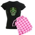 thumbnail image 1 of CafePress - Shamrock Sugar Skull Women's Dark Pajamas - Women's Short Sleeve Print T-Shirt and Pants Dark Cotton Pajama Set, 1 of 7