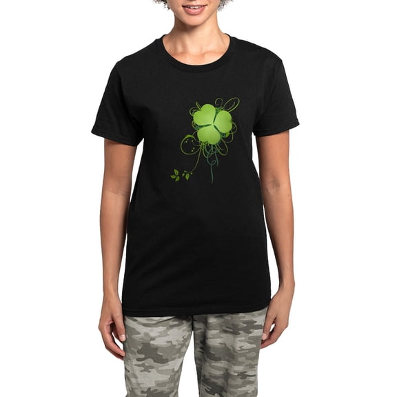 CafePress - Shamrock [Swirls] Women's Dark Pajamas - Women's Short Sleeve Print T-Shirt and Pants Dark Cotton Pajama Set