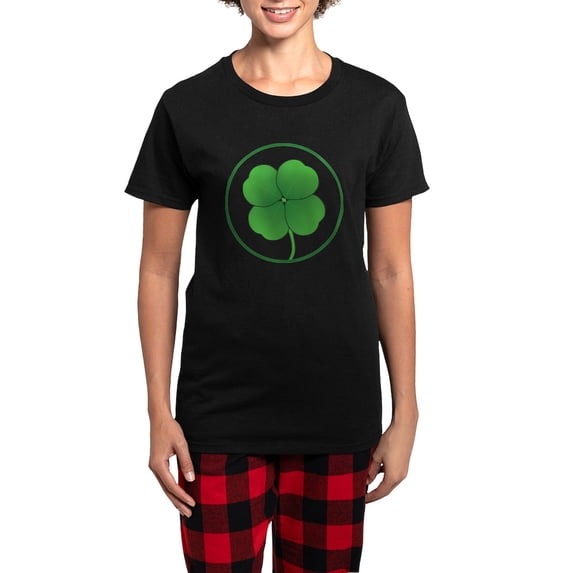 CafePress - Shamrock Women's Dark Pajamas - Women's Short Sleeve Print T-Shirt and Pants Dark Cotton Pajama Set